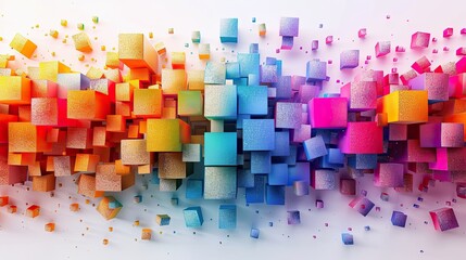 Modern background for the presentation, colorful cubes on a white background, free center of the image
