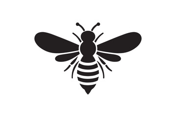 Bee vector silhouette illustration with black color.
