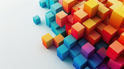 Obraz premium Modern background for the presentation, colorful cubes on a white background, free center of the image