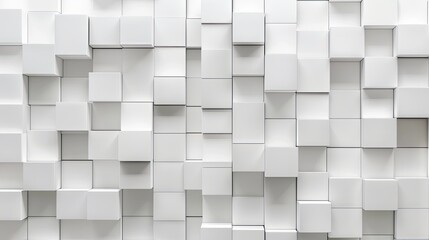 Random shifted white cube boxes block background wallpaper banner with copy space