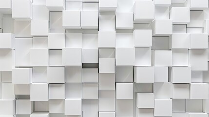 Random shifted white cube boxes block background wallpaper banner with copy space