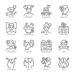 Bundle of Psychology Outline Icons 

