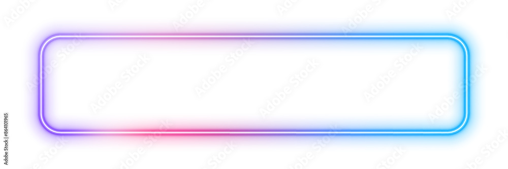 Fototapete Square rectangular frame with two color neon motion graphics on isolated transparent background in PNG and vector format. Blank copy space in the middle. 