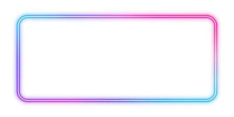 Illustration of neon electric style square frame. Gradient pink purple blue color. Isolated on transparent background. PNG © Mirotvoric