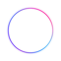 Abstract cosmic bright color circle background. Collection of glowing neon lighting on white background with copy space. Top view in futuristic style. 