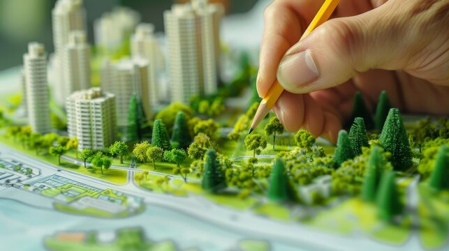 Sustainable Urban Planning in Detailed Illustration