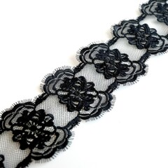 Obraz premium Black Lace Ribbon. Band of Black Lace Ribbon on Isolated White Background