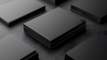 Sleek black business card stack mockup on a smooth, isolated background. suitable for corporate branding presentations.