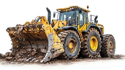 Obraz premium Wheel loader with stump grinder, isolated on white, forestry tool