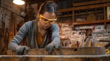 The woman working in the workshop