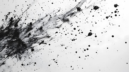 Obraz premium White background with small black ink dots scattered around.