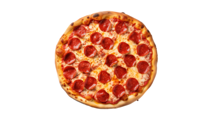 Tasty pizza cutout. Isolated pepperoni pizza on transparent background