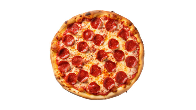 Tasty pizza cutout. Isolated pepperoni pizza on transparent background