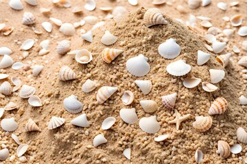 Obraz premium sand pile with sea ​​shells
