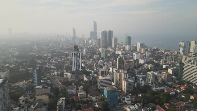 The aerial view of Colombo in Sri Lanka