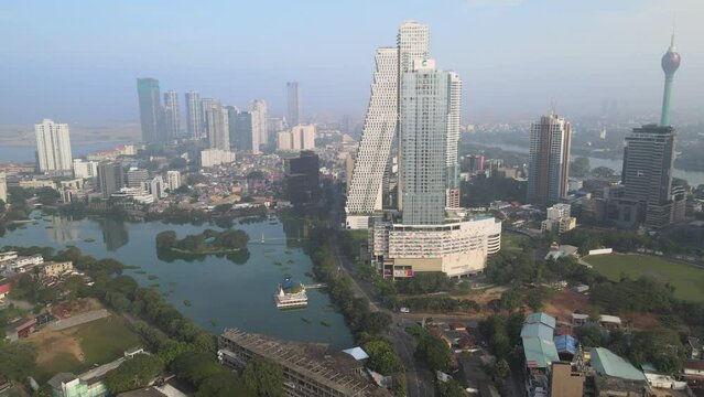The aerial view of Colombo in Sri Lanka