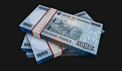 Rwanda Franc money banknotes pack 3d illustration