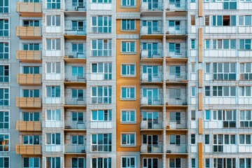 Large Apartment Complex. Modern Architecture with Balconies in Urban Cityscape