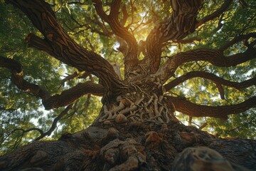 Ancient tree symbolism represents strength, longevity, adding history and grandeur to designs.