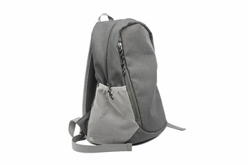 Fototapeta premium A stylish gray canvas sports backpack on a white background