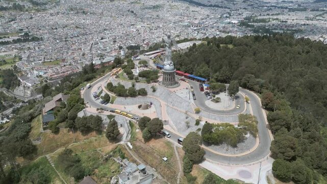 Drone view of the Virgin El panecillo Ecuador, Quito