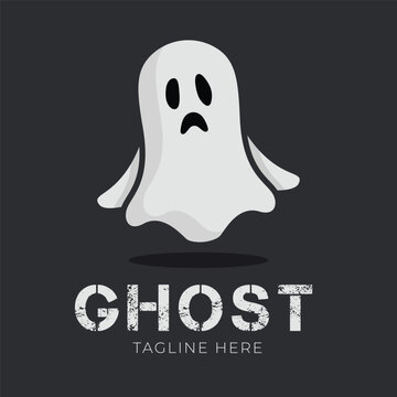 Minimalist ghost logo design vector template