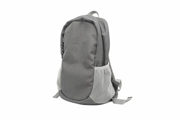 Fototapeta premium A stylish gray canvas sports backpack on a white background