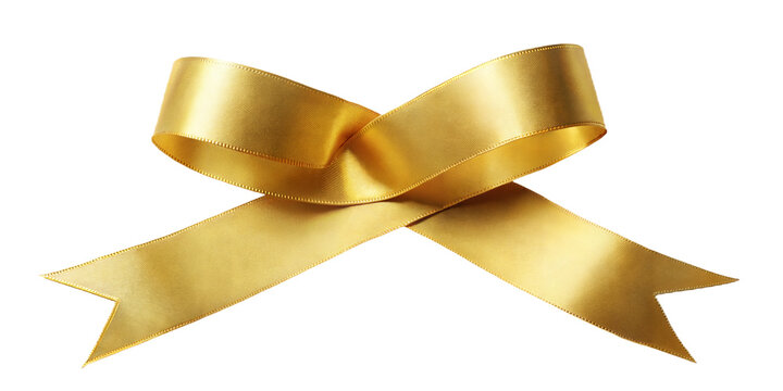 gold ribbon bow isolated on transparent background