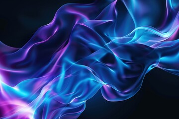 abstract blue and purple glowing background with smoke waves, vector illustration design