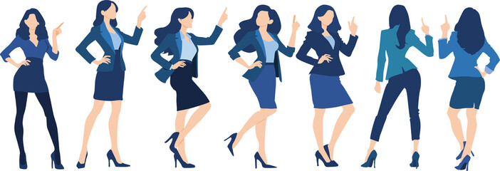 指を上に指すビジネスウーマンのイラスト