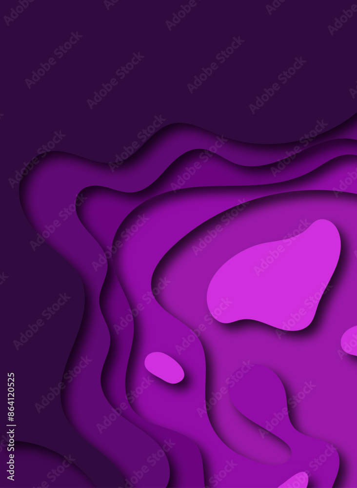 Poster multi layers purple color texture 3d papercut layers in gradient vector banner. abstract paper cut a