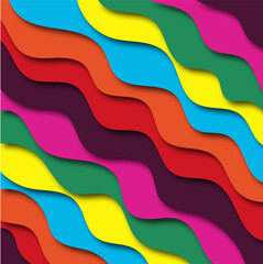 Background of cut paper. Abstract realistic layout of paper for design with a cardboard texture of wavy pink layers. 3d Relief. The art of carving. Vector illustration. Cover mockup design template.