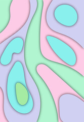 Background of cut paper. Abstract realistic layout of paper for design with a cardboard texture of wavy pink layers. 3d Relief. The art of carving. Vector illustration. Cover mockup design template.