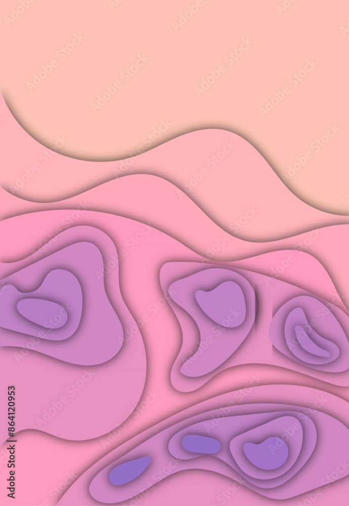 Poster multi layers color texture 3d papercut layers in gradient vector banner. carving art. cover layout m