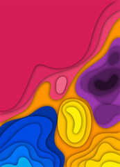 Abctract paper cut shapes. Background for menu, card, banner, poster, flyer. Color paper cut.