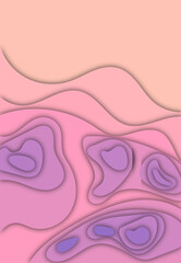 Multi layers color texture 3D papercut layers in gradient vector banner. Carving art. Cover layout material design template.