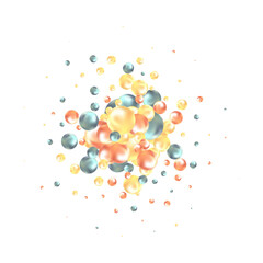 Background with realistic balls, transparent glossy bubbles. Abstract minimal design. Vector illustration. Color balls