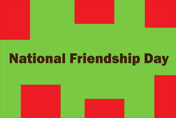 Fototapeta premium red squares on a green background text national friendship day,