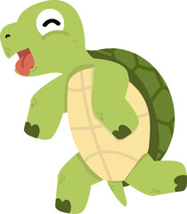 A cartoon turtle is running and tired