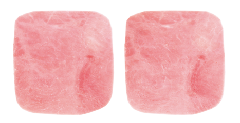 fatias de presunto cozido visto de cima isolado em fundo transparente