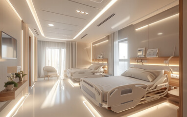 Luxury hospital ward bed interior