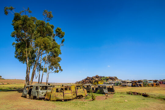 Italian tank cemetery in Asmara capital of Eritrea