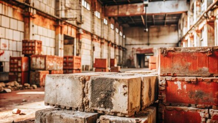 Grunge background with a distressed concrete block texture, evoking a sense of urban decay and industrial charm.