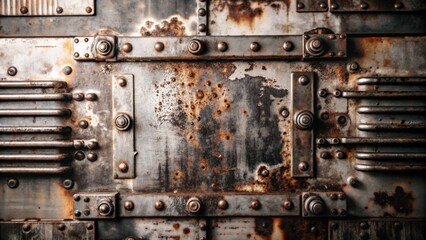 Grunge background with a distressed metal texture, evoking a sense of wear and age.