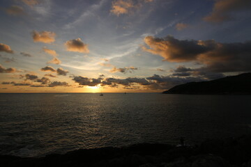 Sunset view of the sea, clear the sky