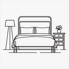 bed vector silhouette art illustration on a White Background