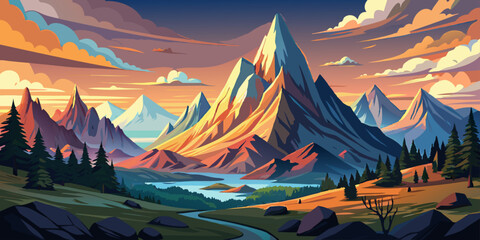 Curvy Mountain Drive Rural Adventure Through Summer Forest and Countryside Sunset