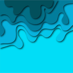 Abstract blue paper cut vector realistic relief. Background template for banners, flyers, presentations.
