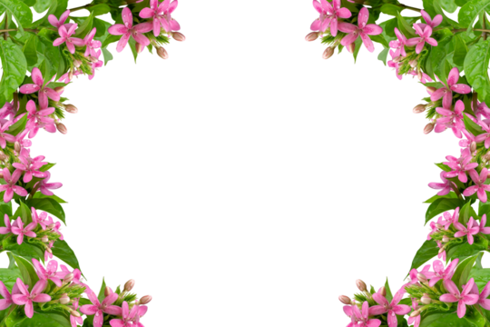 Pink flower frame isolated