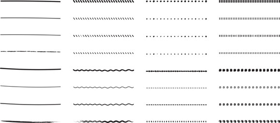 イラスト素材：ライン素材のあしらい　手書きのシンプルでかわいい白黒の罫線. simple hand draw black borders